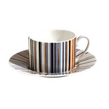 Missoni Tea Cup & Saucer STRIPES Set of 2 in Luxury Box Jenkins diam. 3.3in, H 2.3in, cap. 7.5 oz, Saucer diam. 6in