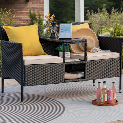 Etna 50.8'' Wide Straight Wicker Loveseat with Cushions