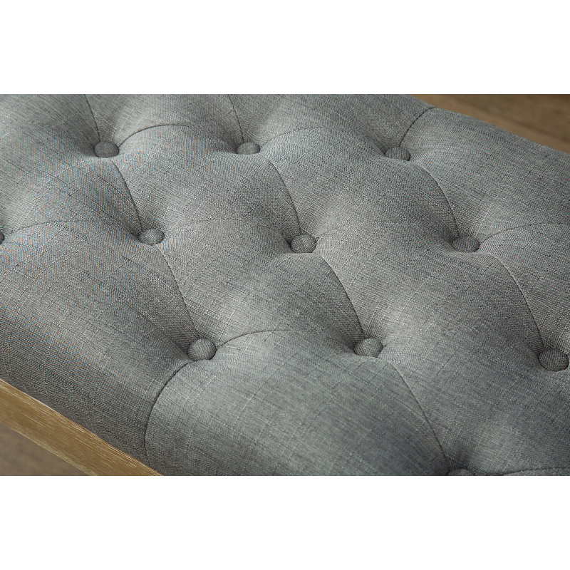Banc de salle à manger touffeté à pieds tournés, brun clair, Grey Linen, Naturel