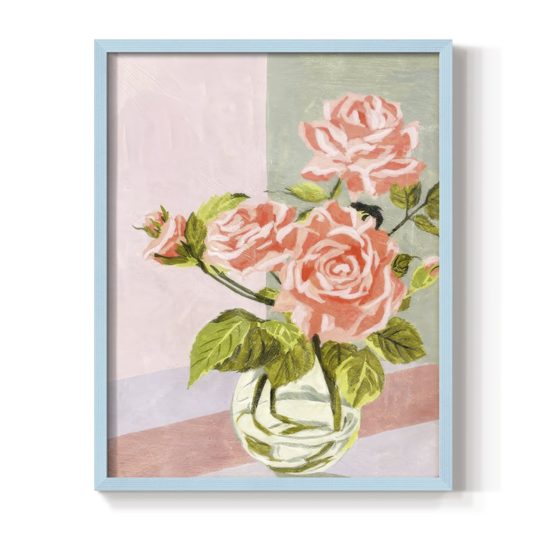 «Douces Roses I», H 30 po x l 24 po, Bleu