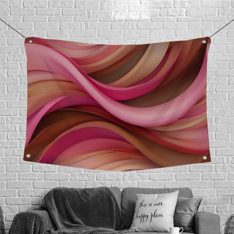 Swirling Ribbons Artwork Microfiber Fabric Tapestry, 68" H x 80" W