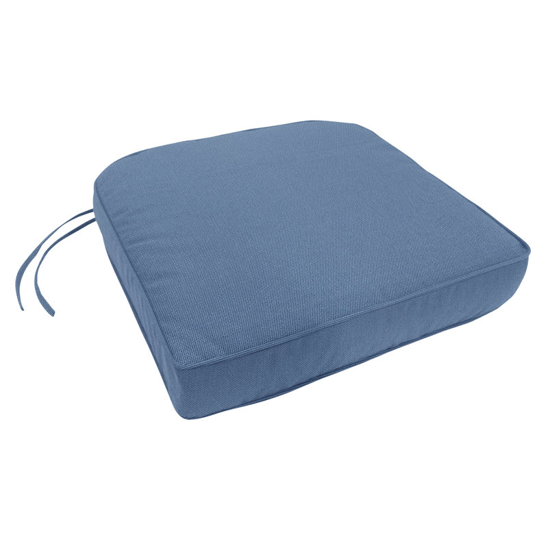 Encinitas Sunbrella Outdoor 3.5'' Dining Chair Seat Cushion, Canvas Sapphire Blue Sunbrella, 3.5" H x 22" W x 19" D