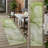 8' Runner Olive Green Abstract Washable Non Skid Indoor Outdoor Runner Rug
