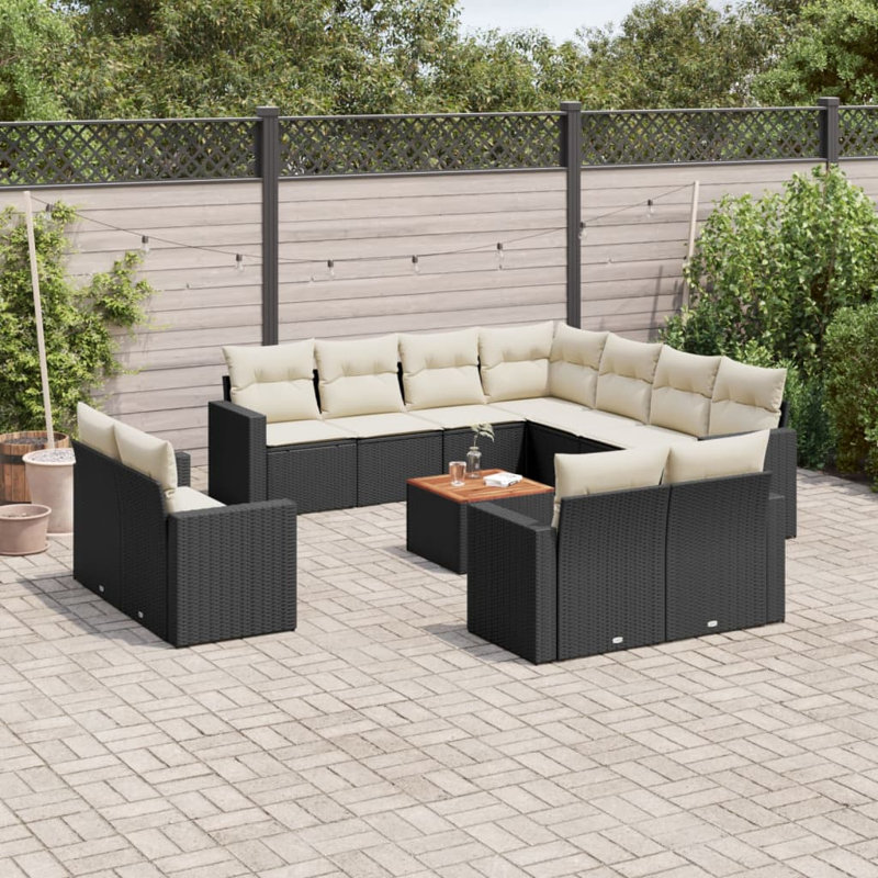 Ensemble de canapé de jardin Vidaxl noir, blanc crème