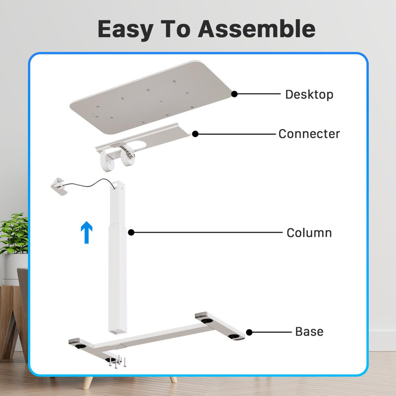  Adjustable Overbed Table - Folding Portable Laptop Desk With Gas Spring Height Adjustment