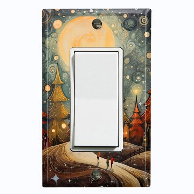 Couvercle de plaque d'interrupteur en métal; Chaise berçante GFI 1 taille US Standard - Whimsical Forest Village