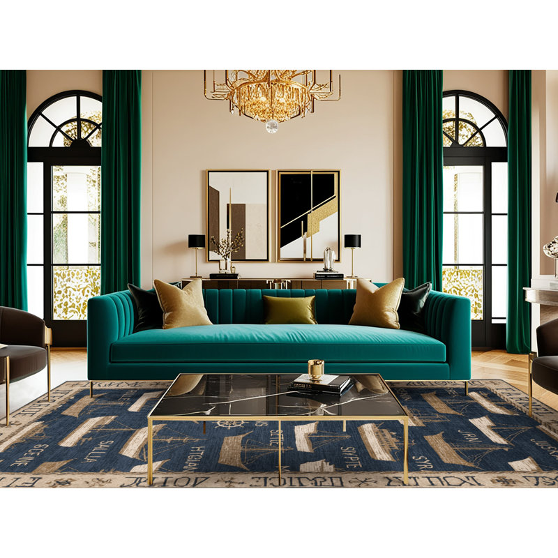 Washable Ship names Nautical Area Rug, Square 3'