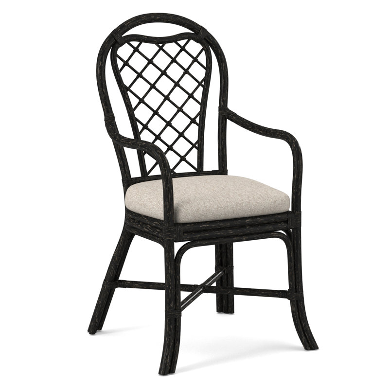 Trellis Dining Arm Chair, Antique Black, Snow Crypton Performance; 0884-91