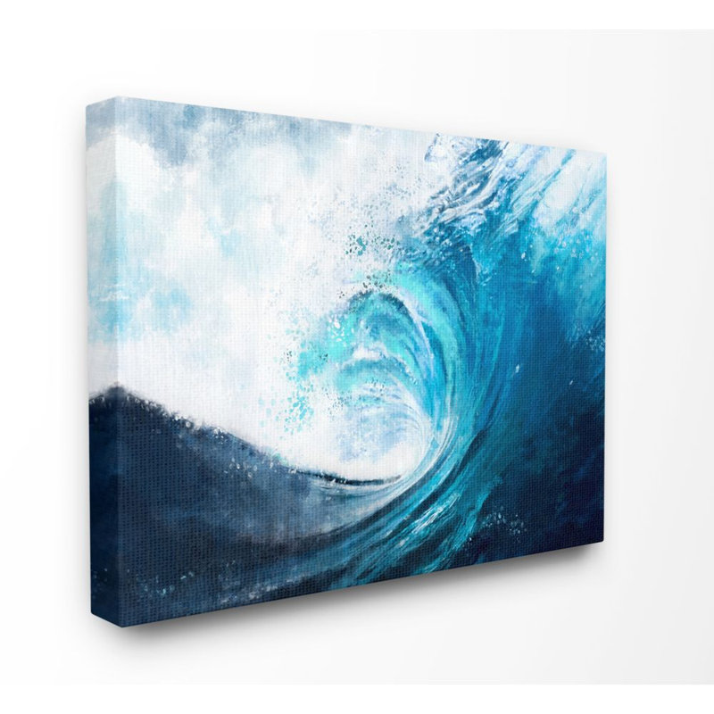 «Cresting Ocean Wave Blue Beach», reproduction d'art, Toile tendue, H 16 po x l 20 po x P 1,5 po