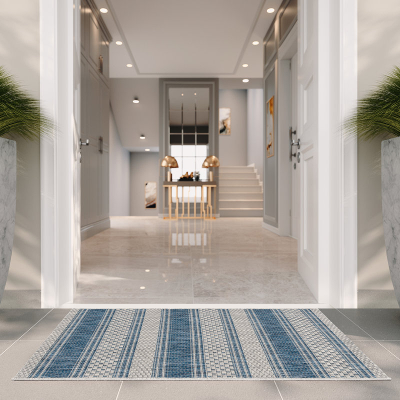 Tapis d'intérieur / extérieur à rayures Burnsville Performance, Rectangle 2 pi x 3 pi 7 po