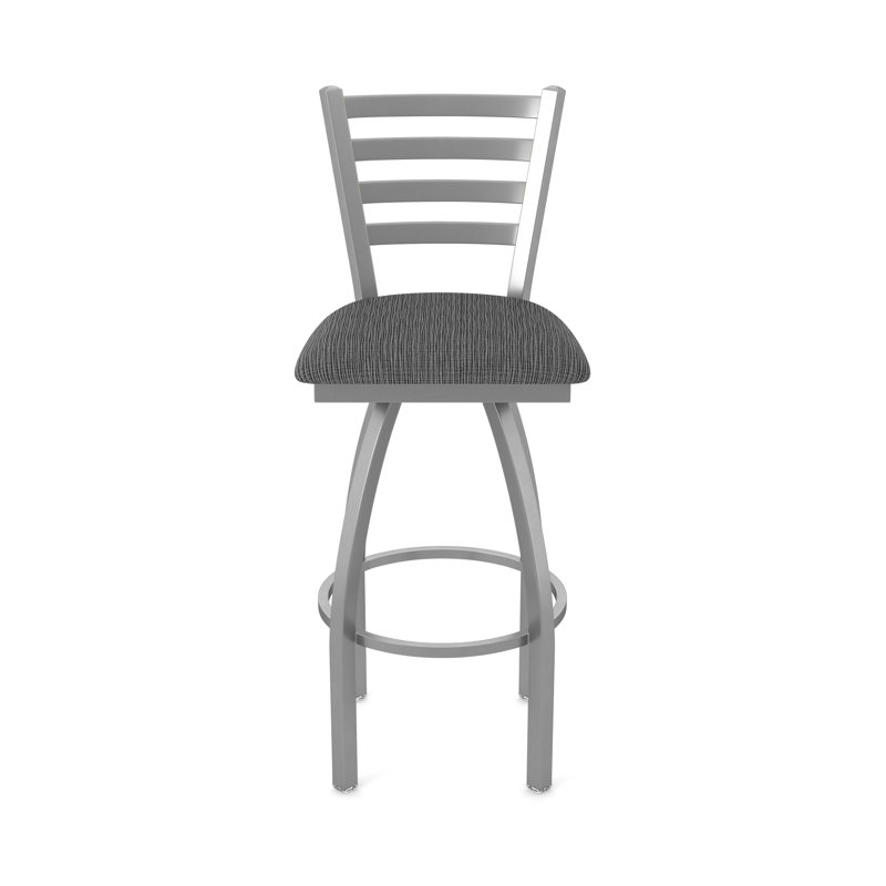 Jackie Swivel Stool, Stainless, Counter Stool (25" Seat Height), Fabric-Graph Coal