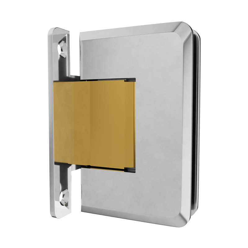 Charnière de porte de douche à fixation murale réglable en verre de 3/8 po et 1/2 po d'épaisseur avec plaque arrière en H chrome poli avec finition laiton