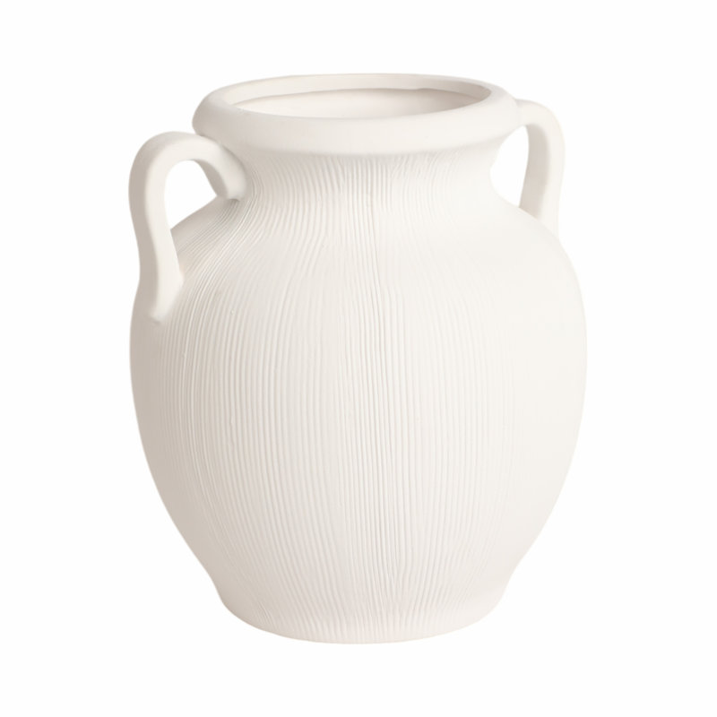 Stoneware Table Vase, 10" H x 9" W x 8" D, White