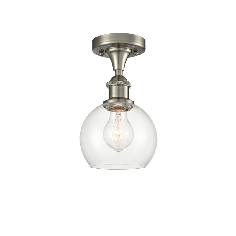 Plafonnier semi-encastré 1 lumière 6 po Cindi, Transparent, Nickel satiné brossé