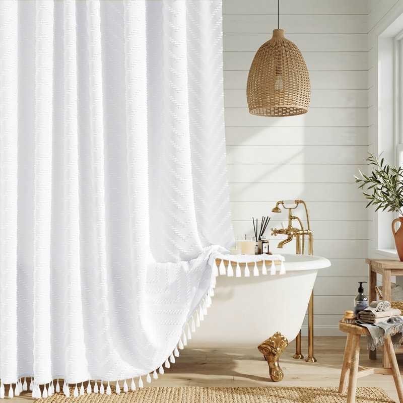 Rideaux de douche Boho, H 72 po x l 72 po, Blanc