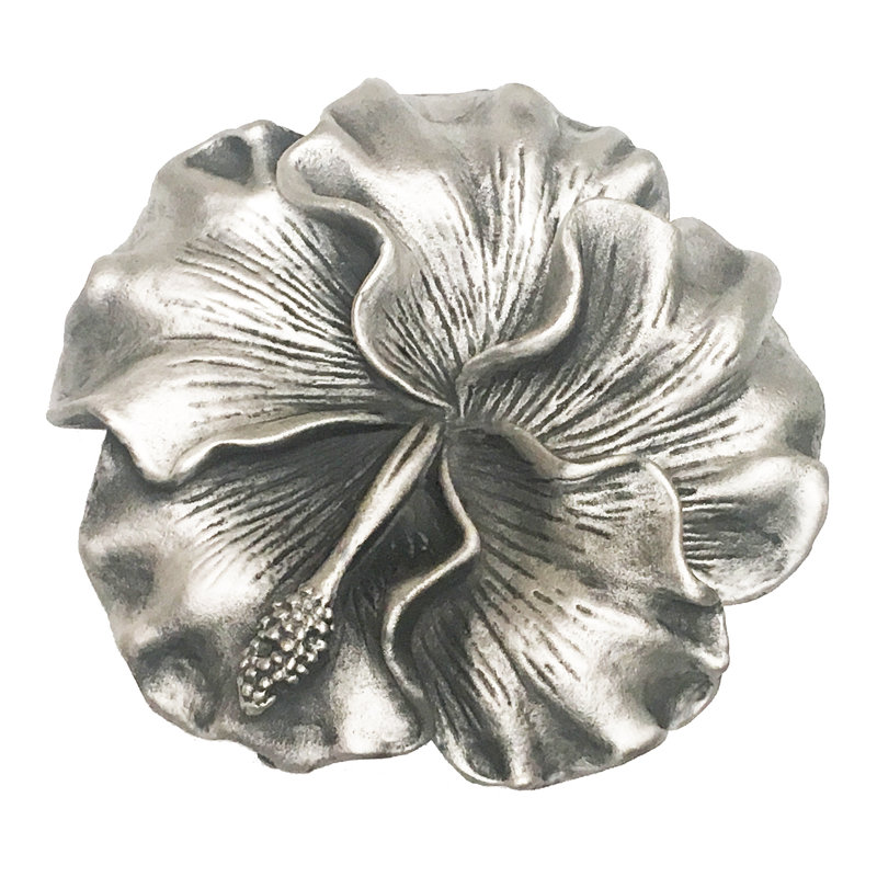Poignée fantaisie surdimensionnée à motif floral de 3 po de longueur, Satin