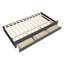 Lit plateforme simple tapissier avec lit gigogne et 3 tiroirs, tissu en lin, gris