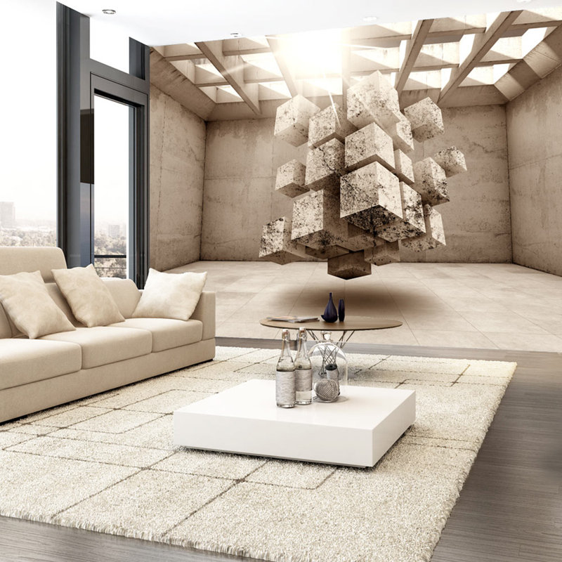 Concrete Prison Mural Wallpaper, Brown, 350 cm x 245 cm x 0.02"D