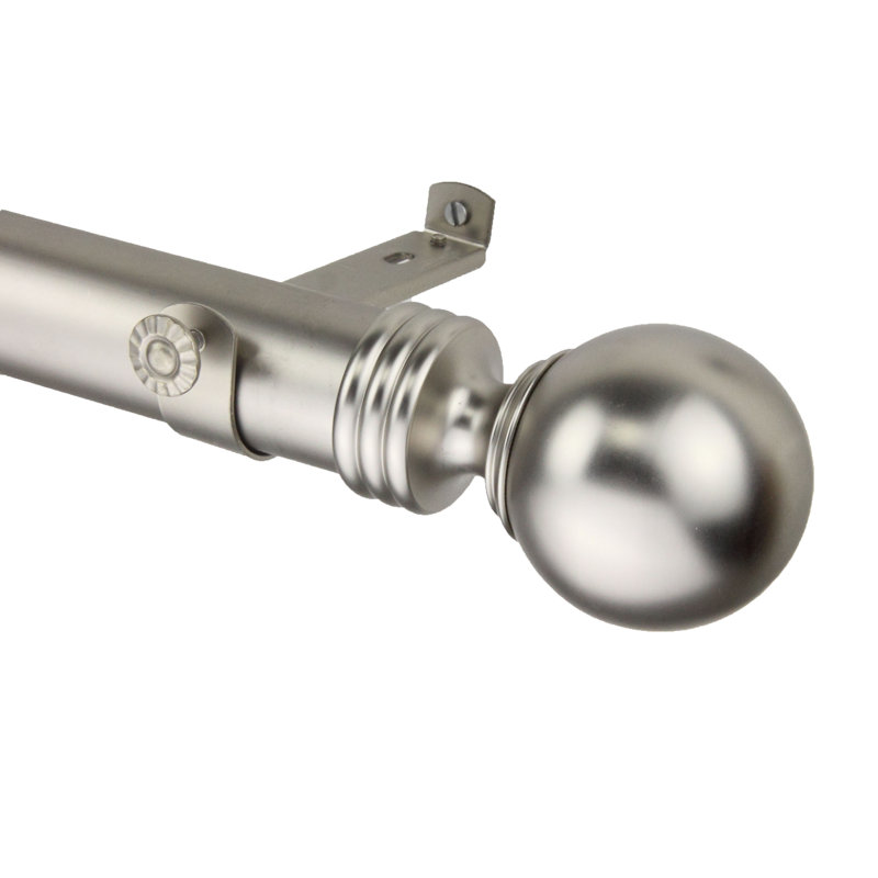 Tringle à rideaux simple de longueur réglable de 1,5 po Sphere, Nickel satiné, 28 po à 48 po de largeur