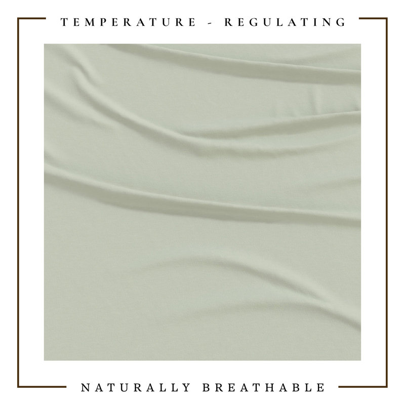 Ensemble de draps en jersey de coton chiné ultra doux, Grand avec deux taies d'oreiller, Vert