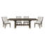 Ensemble de table de salle à manger à rallonge moderne brun 5 pièces et 4 fauteuils avec garniture dorée-368421908