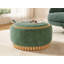 Repose-pieds de rangement rond de 29 po avec pieds en bois massif, table basse moderne avec couvercle réversible, structure en bois, repose-pieds en chenille pour le salon-752321946