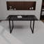 Table de salle à manger en bois noir avec table, base en métal, table ergonomique avec sièges et table de 4 personnes, cadre noir de 59 po pour une durabilité accrue
