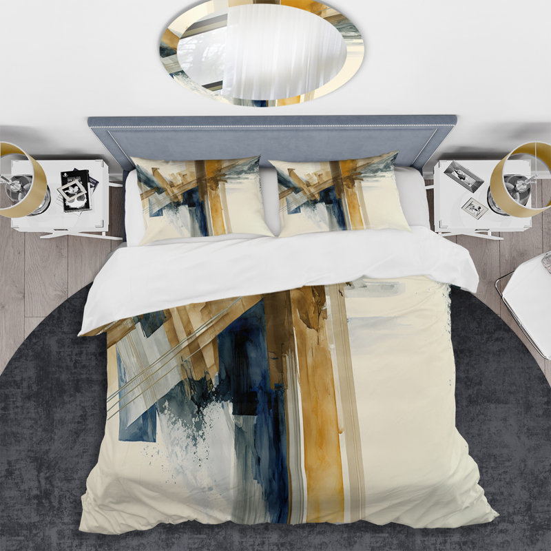 Modern Watercolor Abstract II - Ensemble de housse de couette en spirale moderne - Polyester en microfibre
