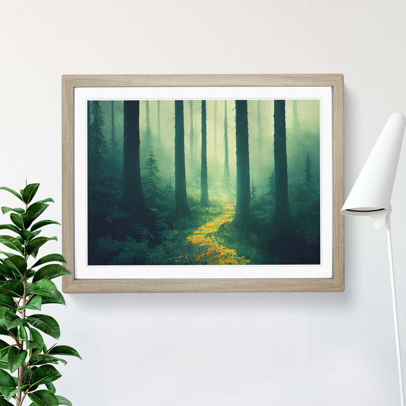 Cool Summer Forest - Framed Print, 46cm H x 64cm W x 2cm D, Oak Framed