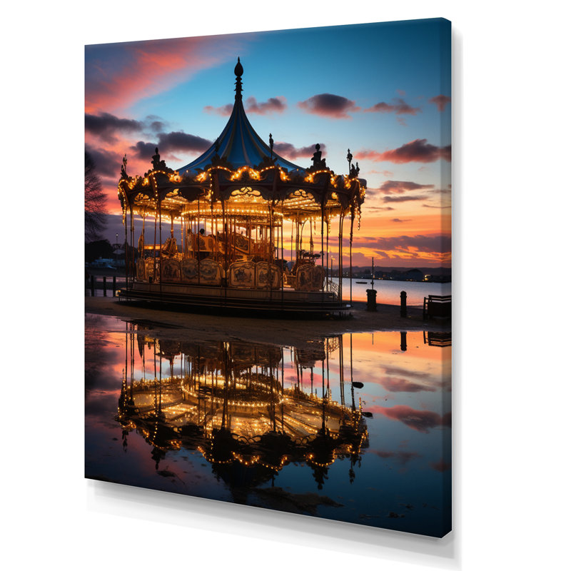 Carrousel au crépuscule Kullan - reproduction sur toile, H 32 po x l 24 po x P 1 po, Toile tendue