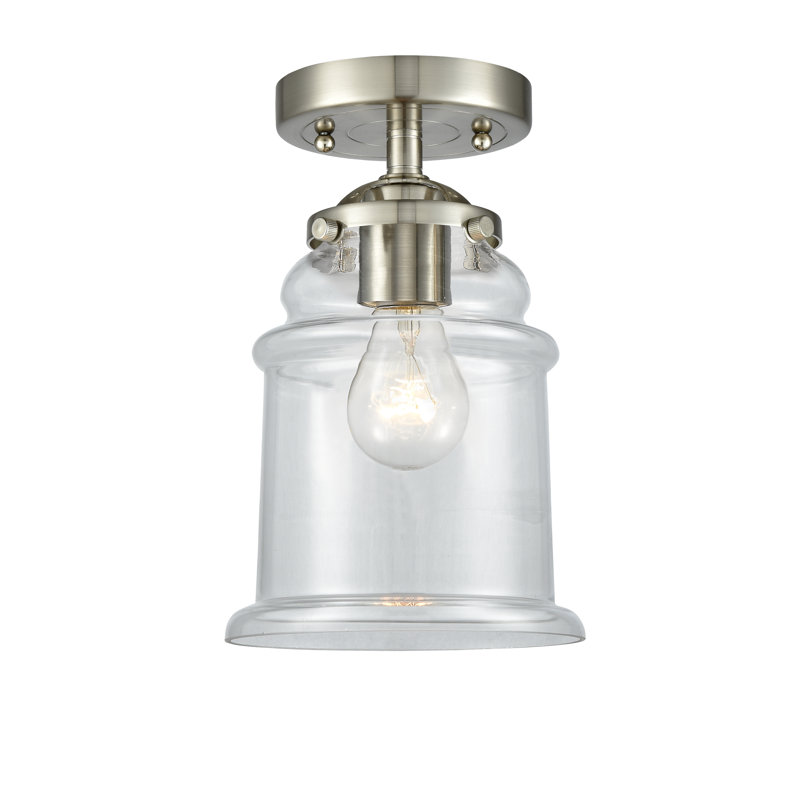 Plafonnier semi-encastré 6 lumières Alexandira, Nickel satiné brossé, Transparent, DEL