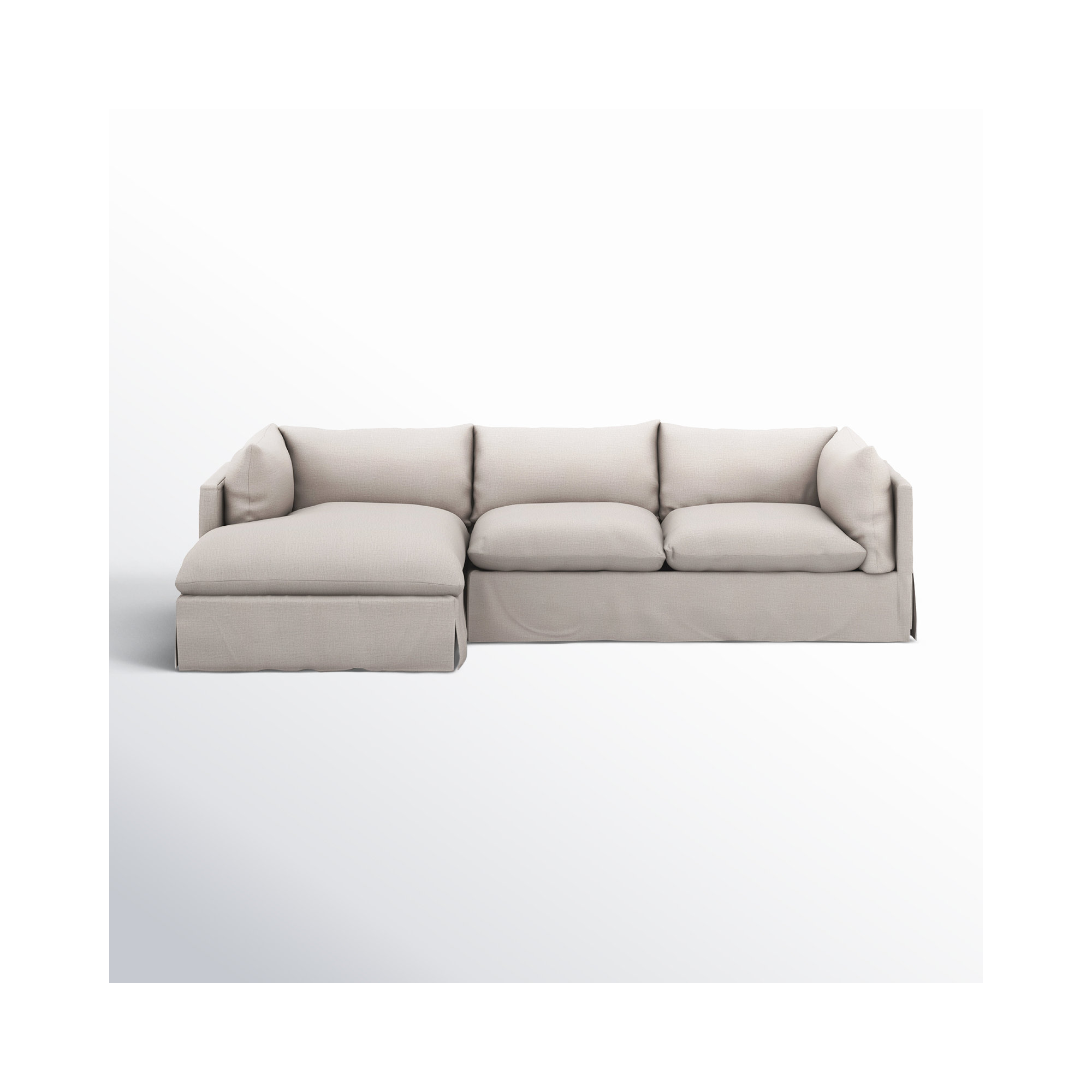 Reggio Slipcover Chaise Sectional, Left Hand Facing, Bennett Moon Polyester Blend, 31.5" H x 133" W x 67" D