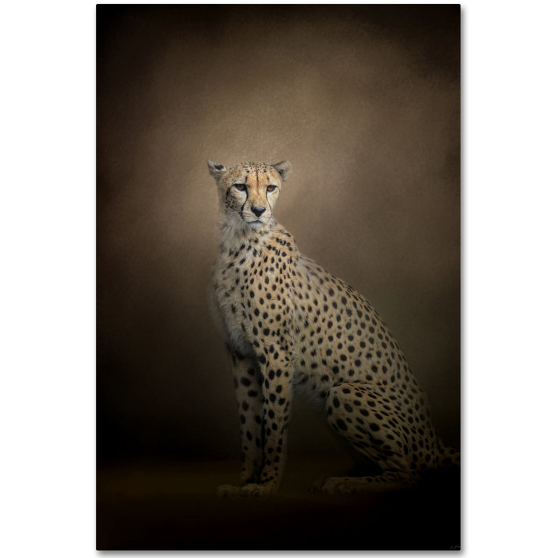 Elegant Cheetah Portrait on Brown Canvas Art