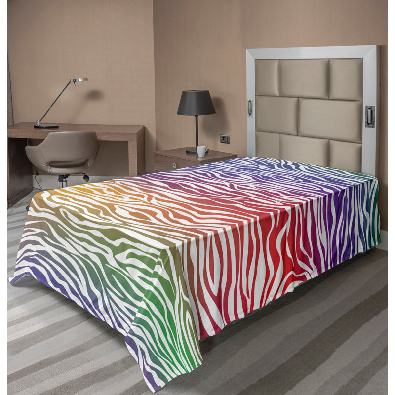 Ambesonne Nature Top Flat Sheet Glisten Fish Sunlight, Twin XL Flat Sheet, Purple Red Yellow Abstract