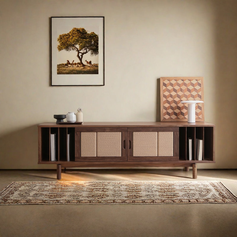 Meuble télé de style chinois rétro, 78.74"