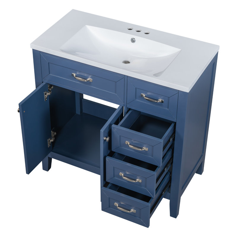 36" Bathroom Cabinet WIth Drawers,Sink not Included, Blue