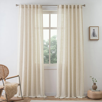 Janie Rod Pocket Linen Blend Semi-Sheer Curtain Panel Pair