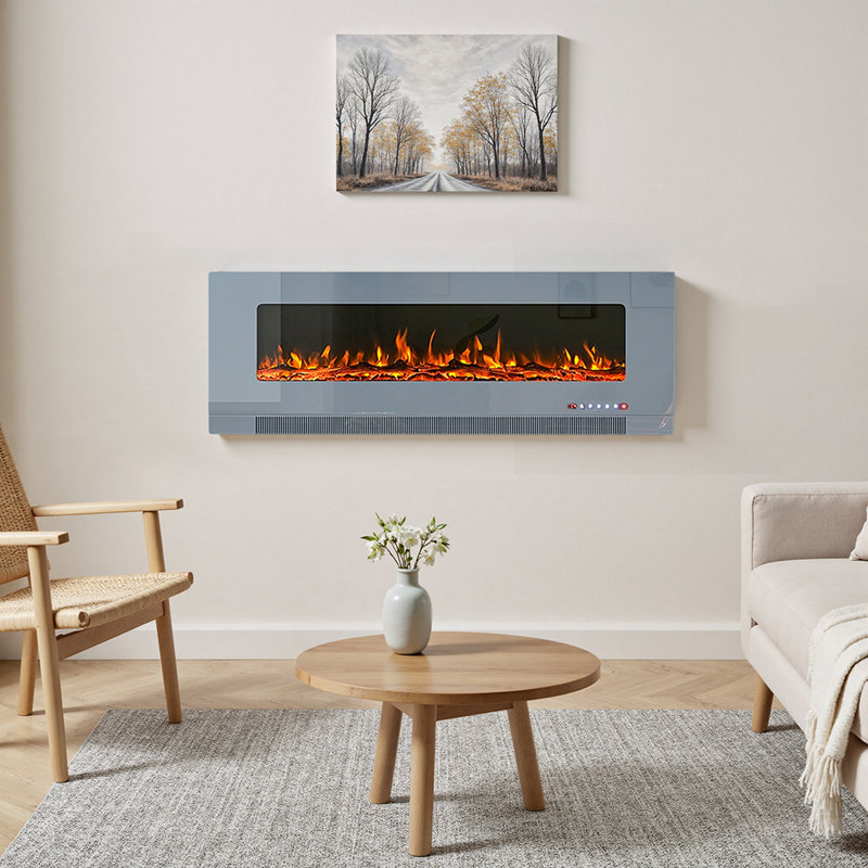 Wall Mounted Electric Fireplace, 56.8cm H x 127cm W x 22cm D