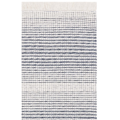 Marbella Hand Woven Wool Area Rug in Ivory/Navy
