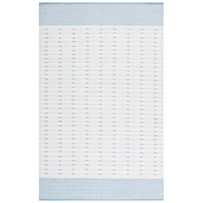 Tapis géométrique en laine / coton tissé à la main en bleu clair / ivoire Martha Stewart 9625