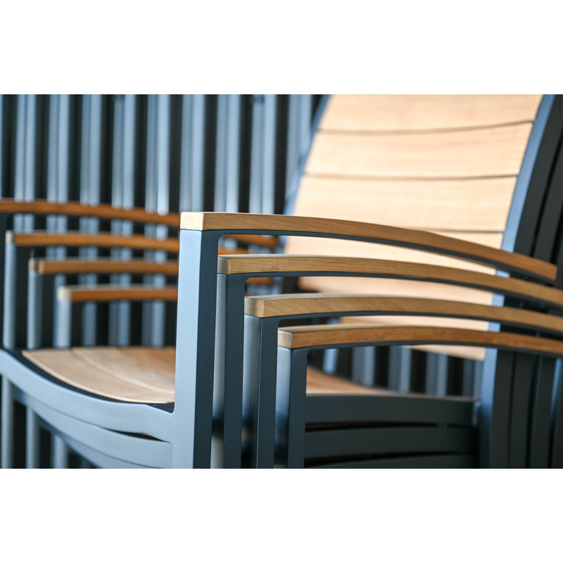 SoHo Teak Aluminum Outdoor Stacking Armchair, Black