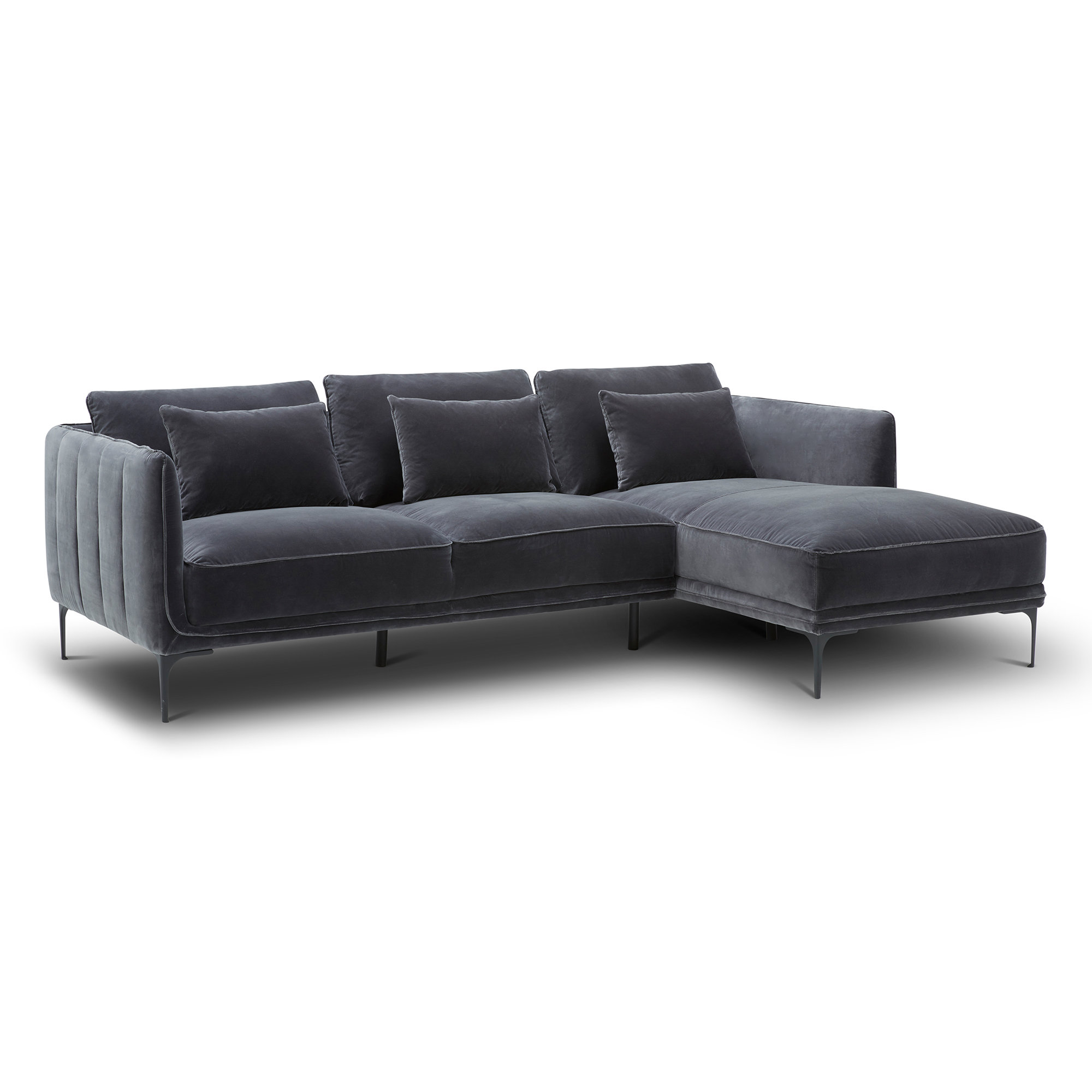 Rae 3 Piece Upholstered Living Room Set, Falkirk Gray, Right Hand Facing