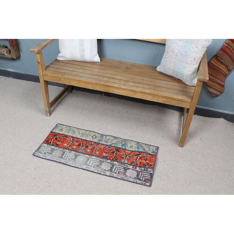 Tapis turc rétro vintage en patchwork idéal pour les tapis de porte en laine rouge