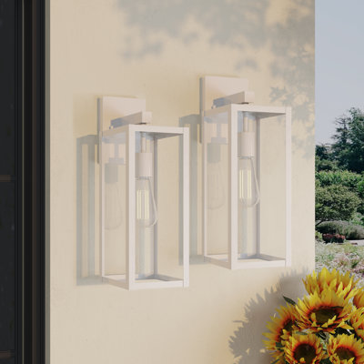 1-Light Outdoor Wall Lantern with Off-white Finish