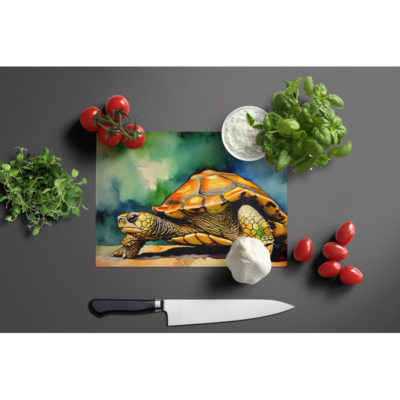 Turtles Tortoises Glass Cutting Board Large