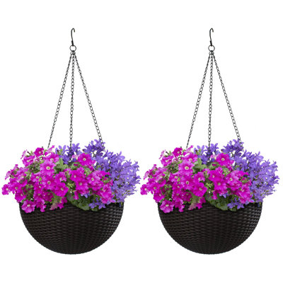 Jardinières suspendues rondes à arrosage automatique - paquet de 2