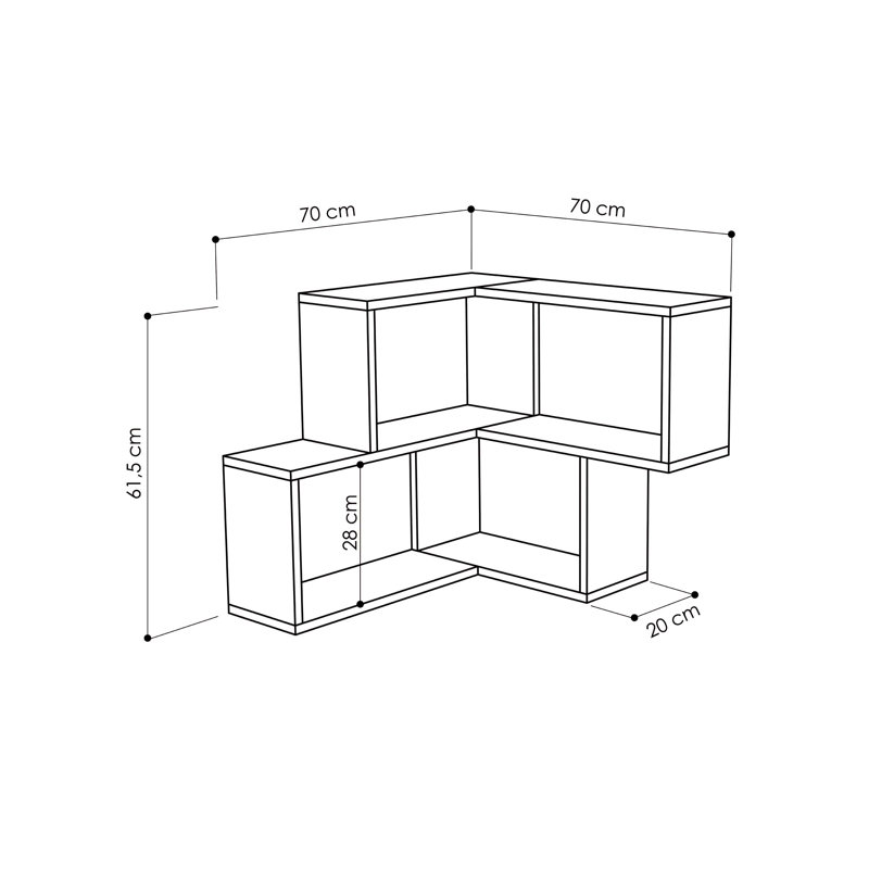 Ecke 4 -Piece Corner Floating Shelf, Oak