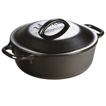 Buydeem Flat Enameled Iron Casserole Braiser - 3.3 Quart Dutch Oven