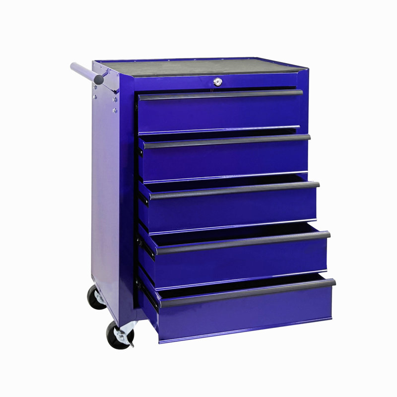 Coffre à outils roulant en métal avec 5 tiroirs, armoire à outils à 5 tiroirs de 20 po avec glissières à roulement à billes, coffre à outils en acier