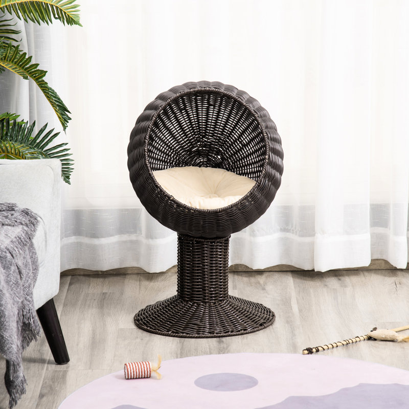 Lit pour chat surélevé de 27 po avec coussin et construction en fer
